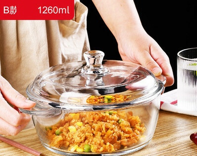 Popular high-temperature-resistant tempered glass bowl (Specification: [Type B] medium-sized double-eared bowl)