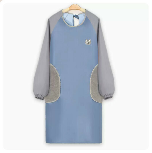 Popular waterproof and oil-proof long-sleeved apron [FY-long-sleeved hand wiping style-blue]