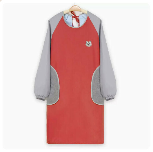 Popular waterproof and oil-proof long-sleeved apron [FY-long-sleeved hand wiping style-red]