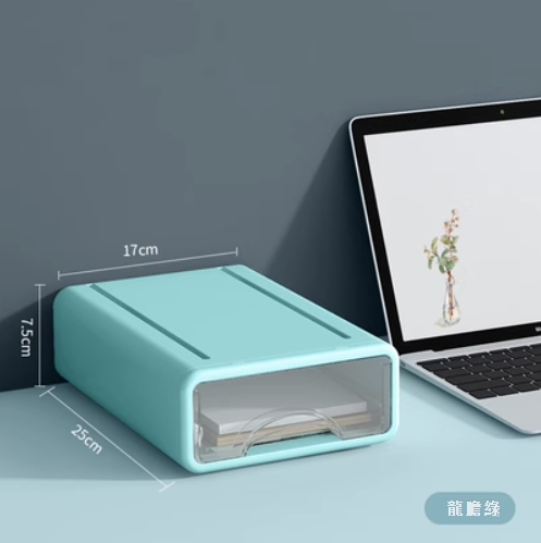 Popular household plastic transparent drawer-type debris storage box (gentian green)