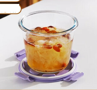 Hot style crisper portable leak-proof soup box glass soup bowl (Specification: [Hibiscus Purple] Extra High Soup Bowl-700ml)