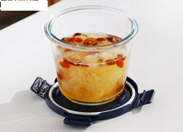 Hot style crisper portable leak-proof soup box glass soup bowl (Specification: [Deep Sea Blue] Extra High Soup Bowl-700ml)