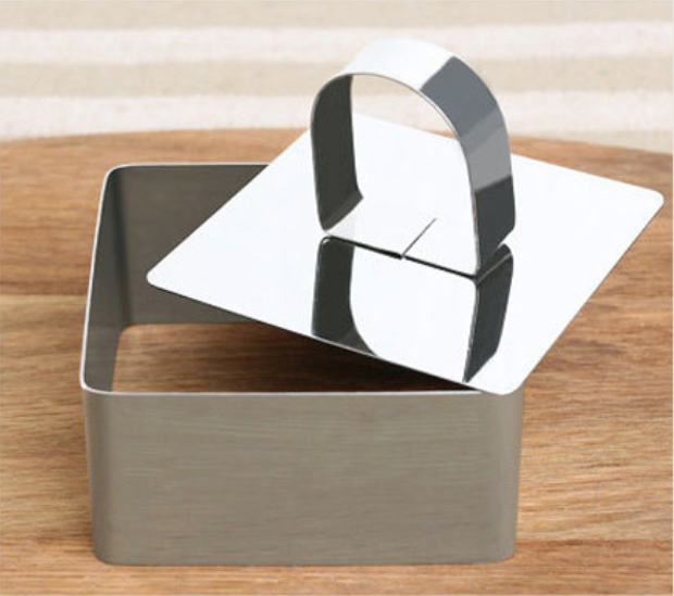 Popular stainless steel mousse ring with push plate (square) (specification: 4 inches)