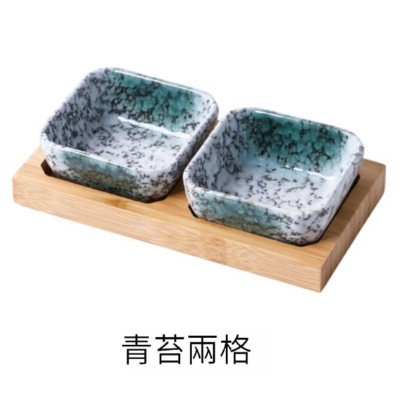 爆款陶瓷碟【2格裝（青苔*2）】 