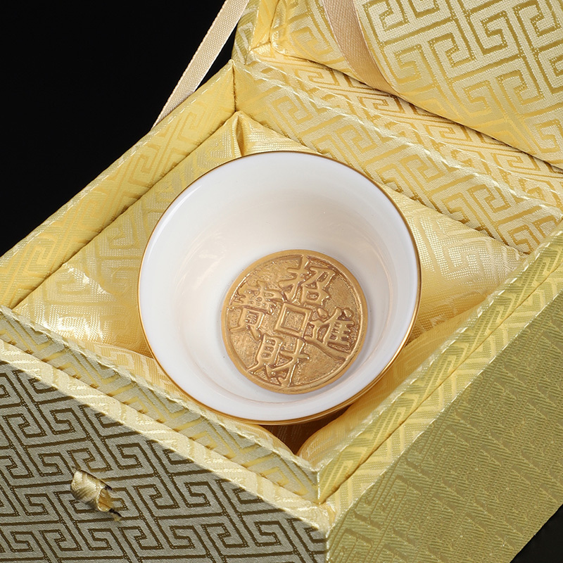 Popular white porcelain gilt tea cup, gold cup and tea cup (to attract wealth)