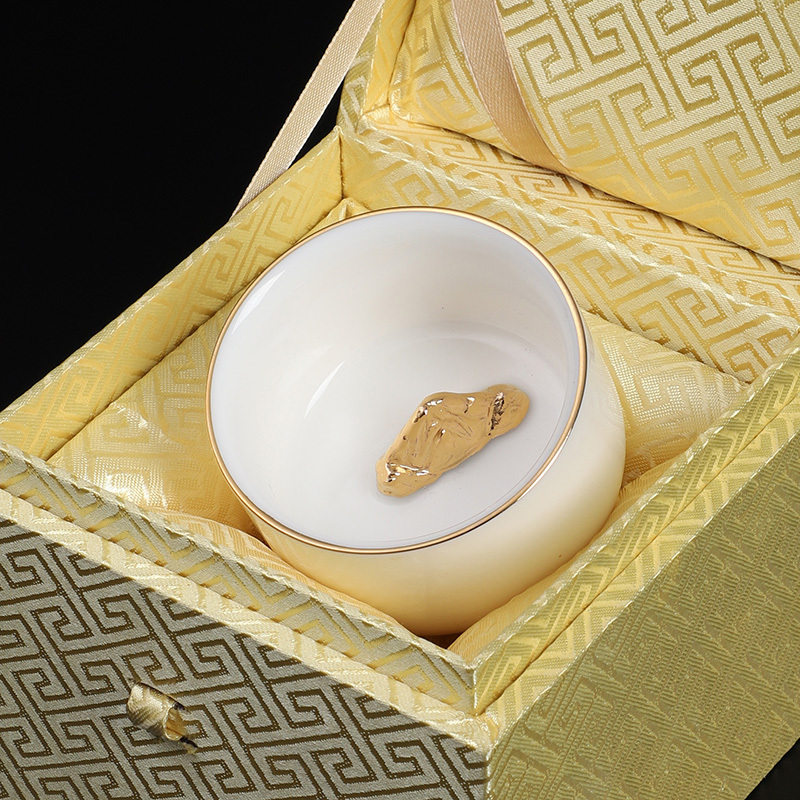 Popular white porcelain gilt tea cup, gold cup and tea tasting cup (Mingshan Standing)