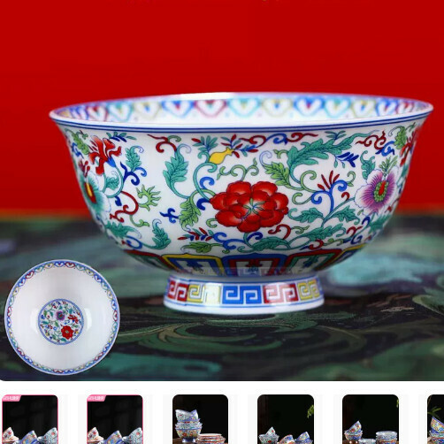 Popular ceramic tall rice bowl (Doucai Wanhua 5-inch tall rice bowl)