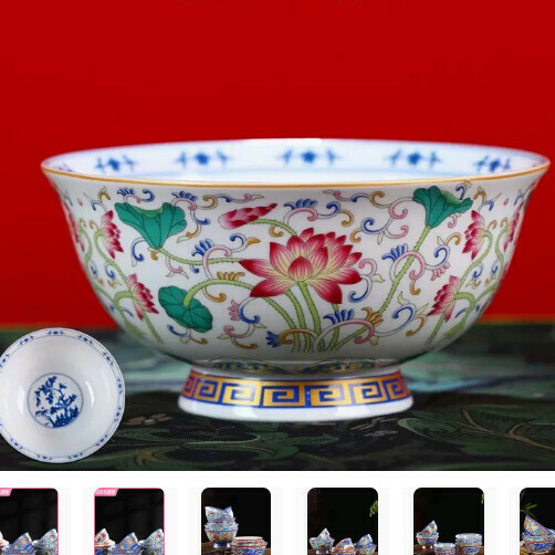 Popular ceramic high-footed rice bowl (Colorful Lotus 4.5-inch tall rice bowl)