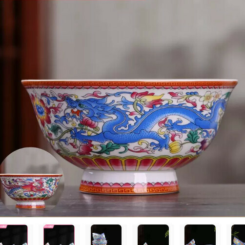 Popular ceramic high-foot rice bowl (Longfeng Chengxiang 5-inch high-foot rice bowl)