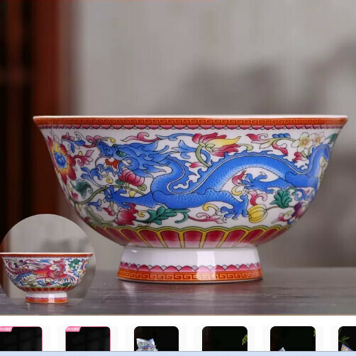 Popular ceramic tall rice bowl (Longfeng Chengxiang 6-inch tall noodle bowl)
