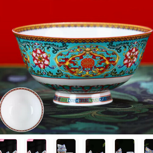 Popular ceramic high-foot rice bowl (Lan Fu Shou 4.5-inch high-foot rice bowl)