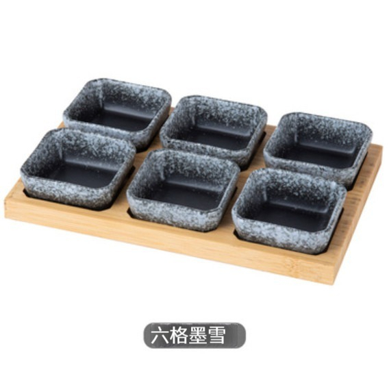 爆款陶瓷碟【6格裝（墨雪*6）】 