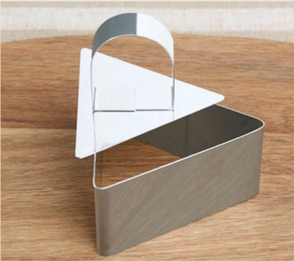 Popular stainless steel mousse ring with push plate (triangular) (Specification: 4 inches)