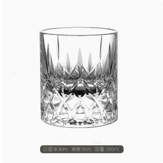 熱推玻璃威士卡杯（星芒刻花）