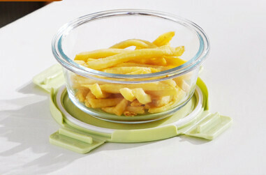 Hot-recommended crisper portable leak-proof soup box glass soup bowl (Specification: [Nordic Green] Flat Round Soup Bowl-480ml)