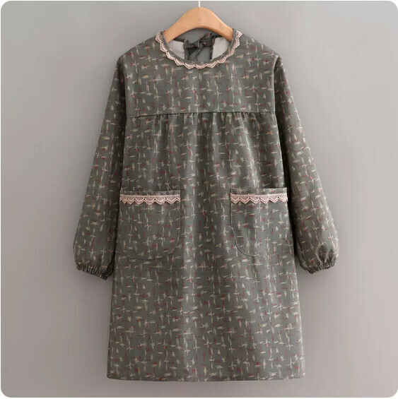 Hot recommended blouse apron [canvas long-sleeved Korean lace shiny green] [specification: 120*85CM]