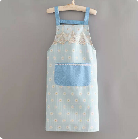 Hot recommended apron [canvas strap lace daisy blue] [specification: 95*68CM]