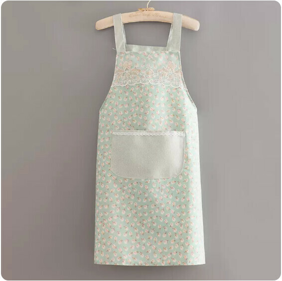 Hot recommended apron [canvas strap lace mini floral green] [specification: 95*68CM]
