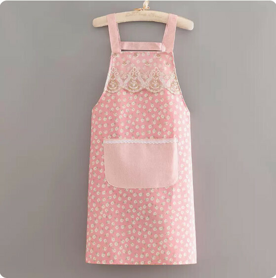 New style apron [canvas strap lace mini flower pink] [specification: 95*68CM]