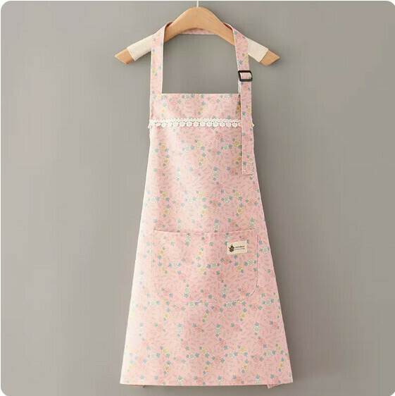 New apron [canvas flower lace halterneck pink] [specifications: 70*68CM]