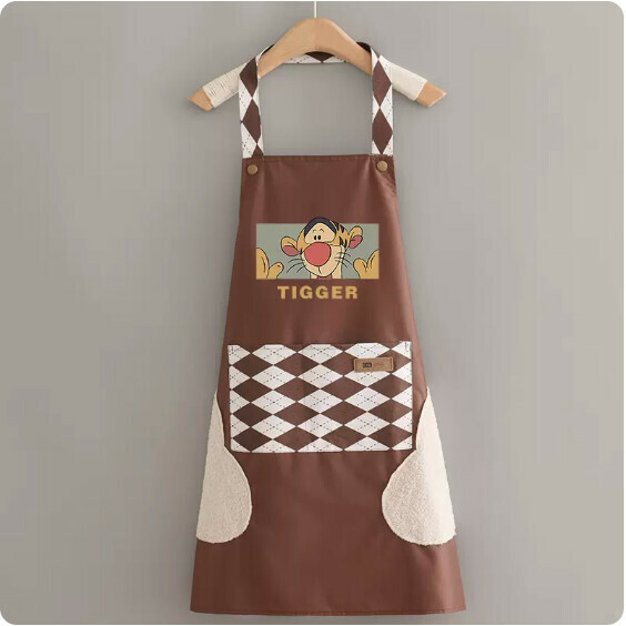 New apron [hand-wiping waterproof halterneck X rhombus B version coffee T tiger] [Specification: 70*70CM]