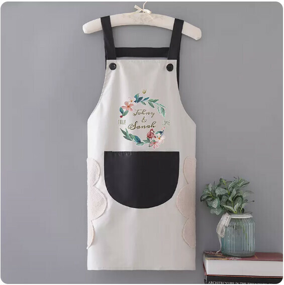 New apron [hand-wiping waterproof suspender wreath bird gray with black] [Specification: 72*68CM]