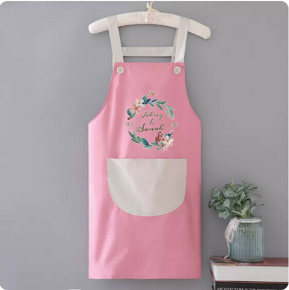 New apron [waterproof suspender wreath bird pink with gray] [specification: 72*68CM]