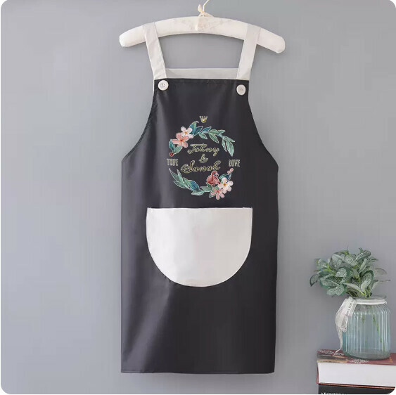 New apron [waterproof suspender wreath bird black with gray] [specification: 72*68CM]