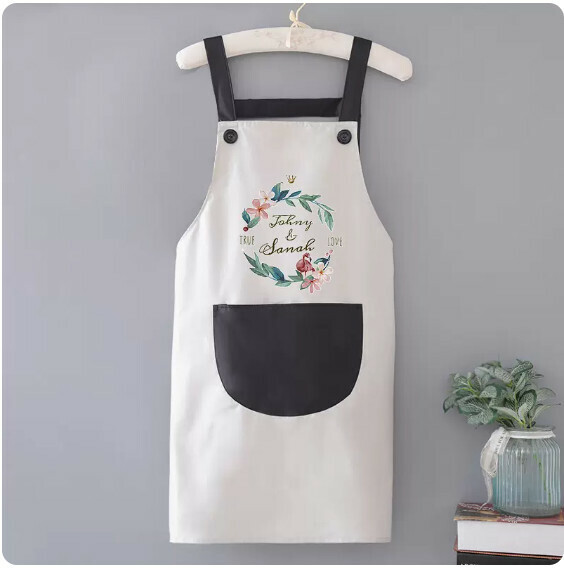 New apron [waterproof suspender wreath bird gray with black] [specification: 72*68CM]