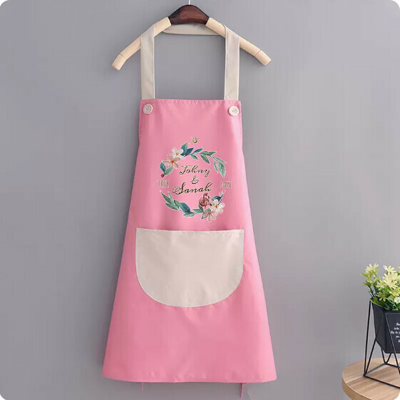 New apron [waterproof halterneck garland bird pink with gray] [specification: 72*68CM]