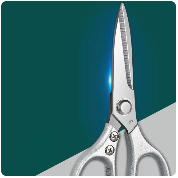 New kitchen scissors (silver aluminum handle multifunctional scissors)