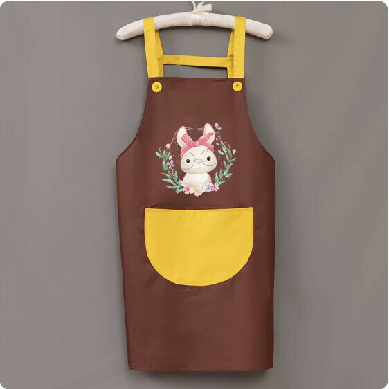 New apron [waterproof suspender belt with yellow rabbit headband] [specification: 72*68CM]