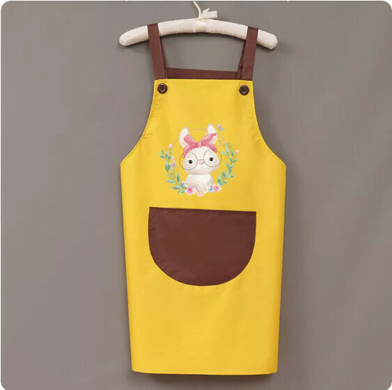 New apron [waterproof suspender yellow with rabbit headband] [specification: 72*68CM]