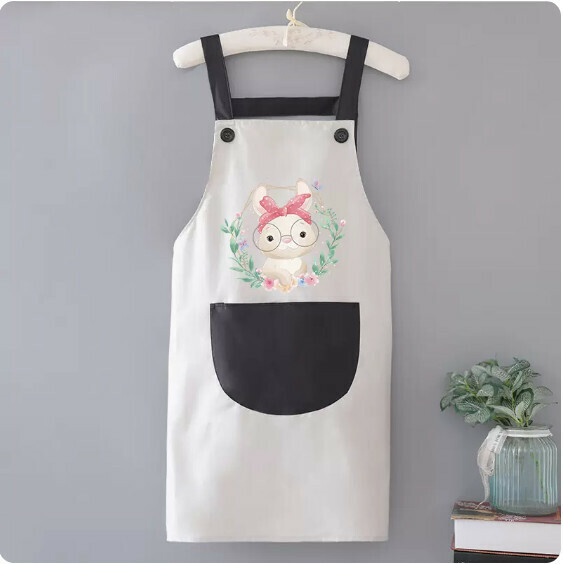 New apron [waterproof suspender gray with black rabbit headband] [specification: 72*68CM]
