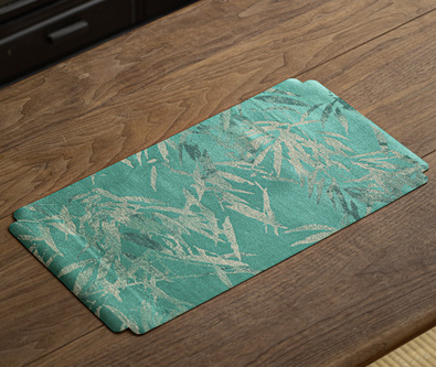 新款中式織錦防水茶桌幹泡席(綠竹)(尺寸:長50CM*寬28CM)