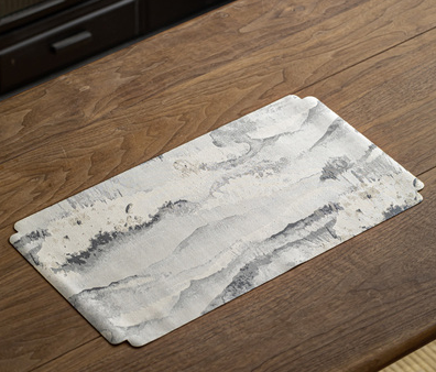 新款中式織錦防水茶桌幹泡席(淺灰雲山)(尺寸:長50CM*寬28CM)