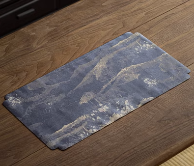 新款中式織錦防水茶桌幹泡席(深灰雲山)(尺寸:長50CM*寬28CM)