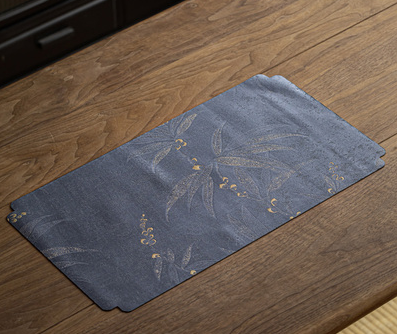 新款中式織錦防水茶桌幹泡席(銀灰山果)(尺寸:長50CM*寬28CM)
