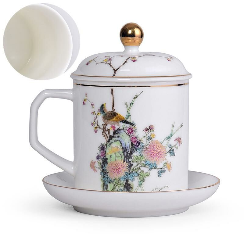 Hot recommendation office ceramic cup with lid tea cup (Juzui Qiufeng (ceramic liner))