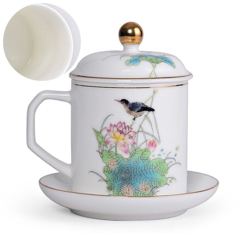 Hot recommendation office ceramic cup with lid tea cup (tender pistil beads (ceramic liner))