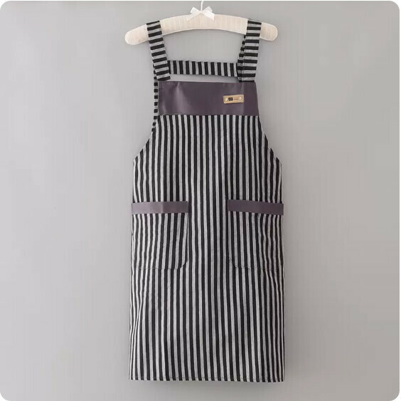 Hotly recommended apron [pure cotton with split pockets and wide black stripes] [Specification: 100*72CM]