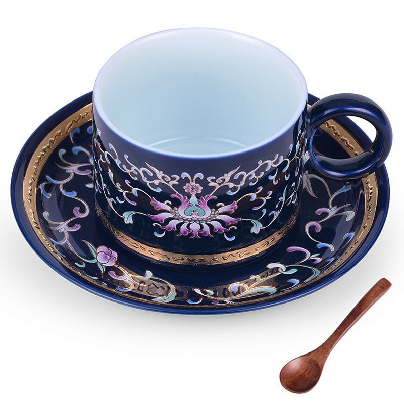 Highly recommended high-end exquisite enamel latte cup coffee cup set (icing on the cake coffee cup - (ceramic liner))
