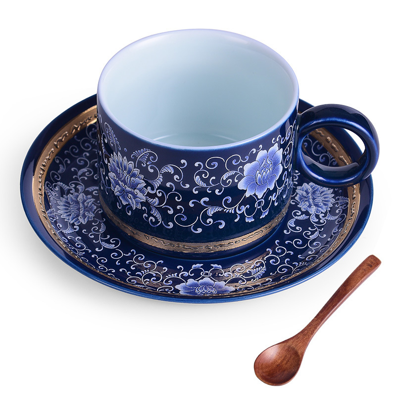 Hot recommendation of high-end exquisite enamel latte cup coffee cup set (Zhumen Xiuhu coffee cup-(ceramic liner))