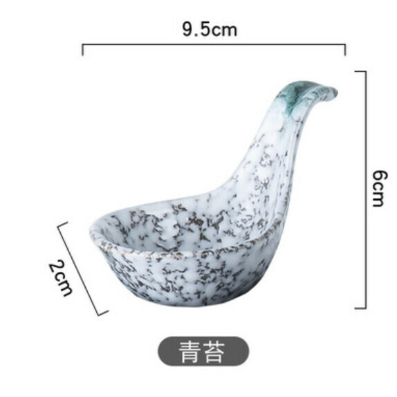 爆款陶瓷碟【勺狀小碟-青苔】 