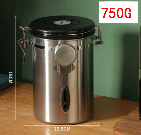 爆款不銹鋼儲存罐/密封罐-大號銀色密封罐1.8L【贈鋼勺】容量約750g