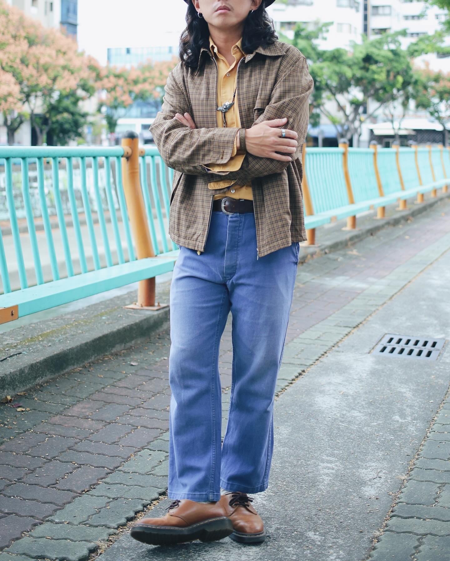 Vintage French indigo cotton work pants / 法國藍斜紋棉布工裝褲