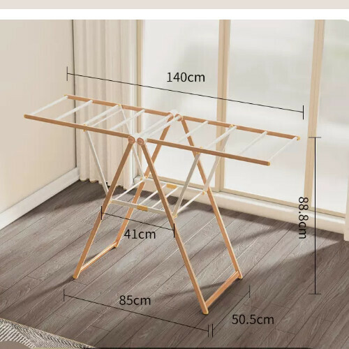 New clothes drying rack [1.4 meters aluminum alloy wood grain standard model] Size: [Large]