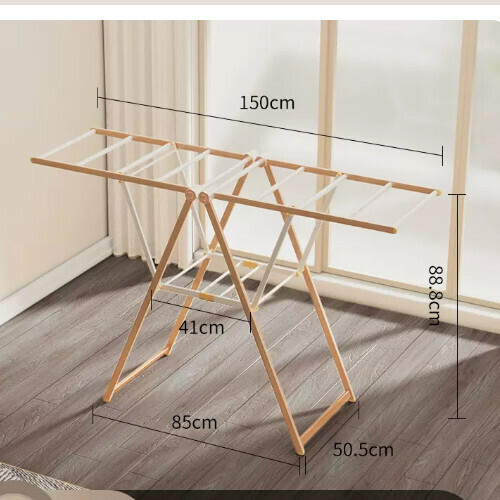 New clothes drying rack [1.5 meters aluminum alloy wood grain standard model] Size: [Large]