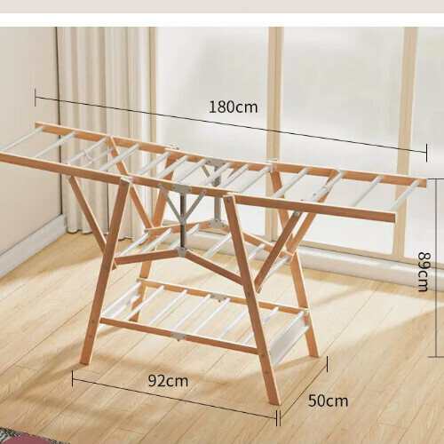 New clothes drying rack [1.8 meters aluminum alloy wood grain plus size] Size: [Large]