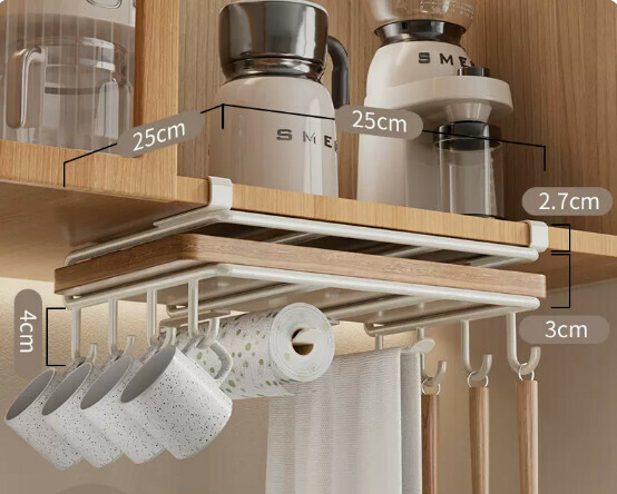 New kitchen hanging rack [white] chopping board rack + pot lid rack + hook]